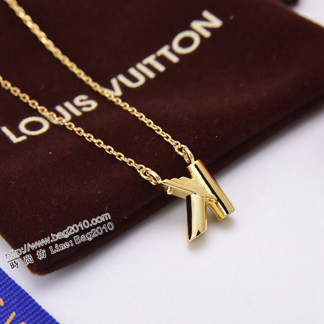 Louis Vuitton新款飾品 路易威登字母K項鏈 LV簡約字母金色可調節鎖骨鏈  zglv2229